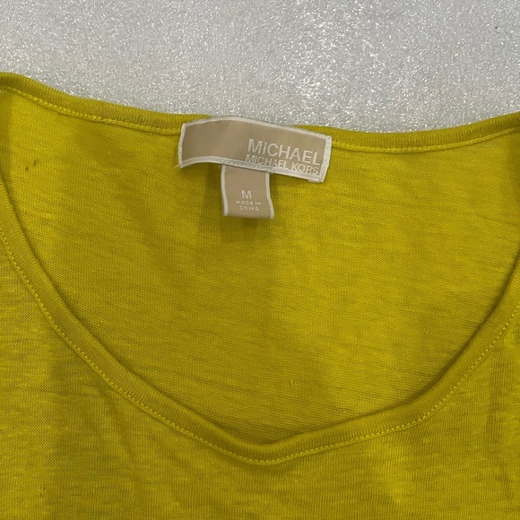 [M]Michael Kors Yellow Scoop-Neck Linen Top Blouse - Picture 2 of 4